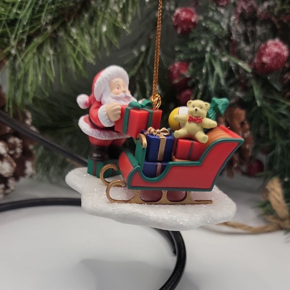 Santa Sleigh Ornament with Gifts Vintage 90s Traditions By Westmar